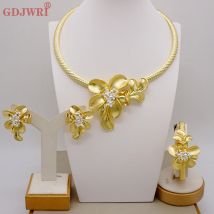 Brasilianische Neue Gold Farbe Blume Schmuck Dubai Schmuck-Set Für Frauen Italienischen Stil