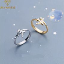 XIYANIKE Anelli di barretta aperti regolabili per aeroplano con zirconi color argento per le donne Regalo di gioielli di moda coreani affascinanti