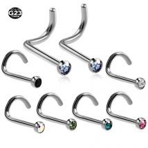 10 Stücke/20 Stücke/50 Stücke G23 Titan Nasenringe Ohrstecker Runde Kristall Nasenringe Piercing Körperschmuck L-form Nasenstecker Zirkon Nasenloch
