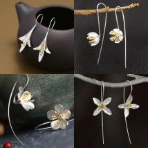 Lange Blumenohrringe aus 925er-Sterlingsilber für Damen, elegante Dame, verhindert Allergien, neues Design, Modeschmuck