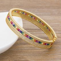 2020 neue Mode 11 Stile Gold Farbe Armband AAA Zirkon Regenbogen Strass Einfache Kupfer Trendy Schmuck Luxus Frauen Armreifen