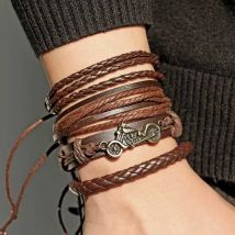 IFMIA Vintage Boho Braun Einstellbare Multilayer Leder Armband Set Für Frauen Männlich Charme Ethnische Armbänder Armreif Arm Schmuck Neue
