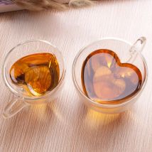 180ml/240ml Cuore A Forma di Amore Tè Boccale di Birra Tazza di Succo Tazze di Caffè Tazza Regalo Doppio Strato Tazza di Vetro Resistente Al Calore bicchieri
