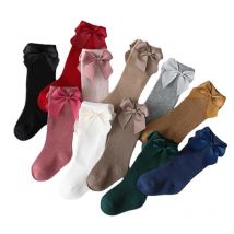 New Spanish Toddlers Girls Cotton Socks Autumn Winter Children Long Tube Sock Girls Knee High Sock Big Bows Baby Floor Socks
