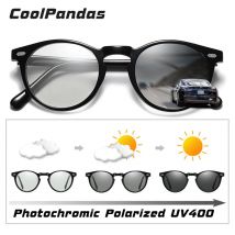 CoolPandas Unisex Photochrome Sonnenbrille Polarisierte Männer Frauen Fahren Gläser TR90 Kleine Runde Linse Anti-Glare lunette de soleil
