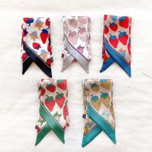 KOI LEAPING aesthetic Strawberry long silk scarf female multi-function decorative scarf headband tie wrist strap bag belt