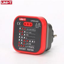 UNI-T UT07 Tester presa Rilevatore Spina UE Terra Spina antincendio neutra Polarità Controllo fase Rilevamento cablaggio Test perdite RCD