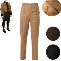 Steampunk-viktorianische Hose für Herren, historische Regency, hohe Taille, Herbst-Fronthose,