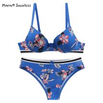 Nouvelle Nahtlose Marke Sexy Bogen Floral Bhs Pants Set Push-Up Unterwäsche Für Frauen BCDE Cup Plus Größe Dessous