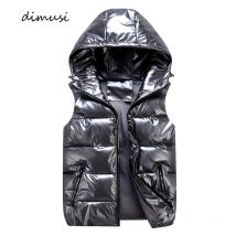 DIMUSI-Chaleco con capucha para hombre, chaqueta sin mangas, acolchada de algodón, gruesa, informal, a la moda, para invierno