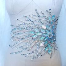 1 stück Luxus Retro Gestickte Spitze Applique DIY Strass Perlen Pailletten Perlen Zubehör Patch für Hochzeit Kleid