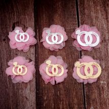 20 Stück benutzerdefinierte Bräutigam und Braut Name Doppelringe Hochzeitsdekoration Acryl Spiegelaufkleber Praty personalisiertes Gastgeschenk mit Blume