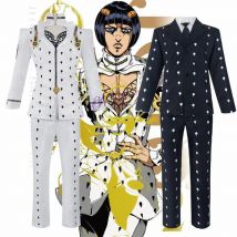 Anime Bruno Bucciarati Cosplay Kostüm Weiß Schwarz Anzüge Uniform Männer Frauen Komplettes Set