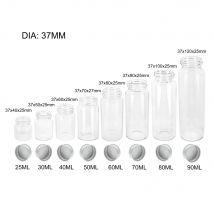 6PC 25ml 30ml 40ml 50ml 60ml 70ml 80ml 90ml Mini Glas klare Flasche Mit Silber Schraube Aluminium Kappe Lebensmittel Container Gläser Fläschchen