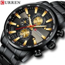 CURREN Herrenuhren, luxuriöse, sportliche Chronographen-Armbanduhren für Herren, Quarz-Edelstahlband, Uhr mit leuchtenden Zeigern