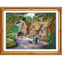 Freude Sonntag Land leben landschaft Kreuz Stich kit Hand set Leinwand gedruckt tiefem blau baumwolle gewinde stickerei DIY handgemachte