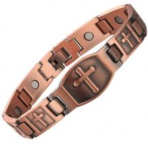 OKtrendy Cross Pattern Magnetic Bracelet For Men Christian Fashion vintage Copper Charm Bracelet Jesus Christ New Wristband