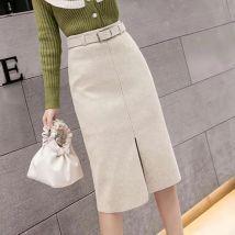 Streetwear Winter röcke Frauen Split koreanischen Stil eleganten Rock schwarz hohe Taille lässig Büro Damen Rock Kleidung Hosen