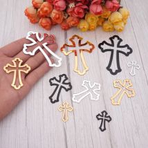 50pcs/Lot 8cm/5cm /3cm Height Hollow Out Cutting Mirrored Cross Shape Acrylic Sticker DIY Christening Home Decoration