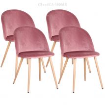 GrandCA HOME Set di 4 Sedie Imbottite in Velluto per Sala da Pranzo, Sedie Nordiche con Gambe in Metallo e Schienale per Ristorante e Cucina