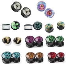 1 paar Acryl Leucht Schädel Ohr Stecker Und Tunnel Augen Leopard Ohr Eichmaße Bahren Expander Dermal Piercing Oreja Körper Schmuck