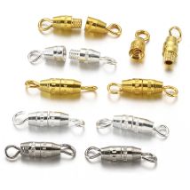 50pcs 16x2mm Cylinder Fasteners Buckles Closed Beading End Clasp Screw Clasps For DIY Jewelry Making Bracelet Necklace Connector