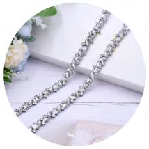 TOPQUEEN Wedding Rhinestone Belt Silver Thin Bride Bridesmaid Sash Hand Crafted Beaded Stones Appliques For Dresses Women S404