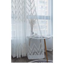 Fenstervorhang, transparenter Vorhang, bestickt, Wellenmuster, europäischer Stil, Fenstergaze, Wohnzimmer, Schlafzimmer, Wellenvorhänge, Tüll