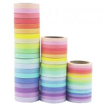 Buntes Washi-Tape, 20 Stück, dekoratives Washi-Tape-Set, 3/5/7,5 mm, Washi-Tape-Briefpapier, 5 m selbstklebendes Abdeckband für Schulbedarf