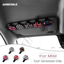 AMBERMILE for Mini Cooper F54 F55 F56 F60 R55 R53 R56 R60 R59 Universal Car Glasses Case Sunglasses Holder Storage Portable Clip
