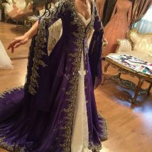 Lila Muslimischen Abendkleid Langarm Dubai Arabisch Abendkleid Indische Türkei Kaftan Spitze Frauen vestidos largos Novias Angepasst