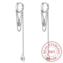 Ohrring aus 925er-Sterlingsilber mit Quaste, Eleganz, Geschenk für Freundin, feiner Silberschmuck, Wassertropfenkette, Cz-Ohrdraht, Bijoux Femme