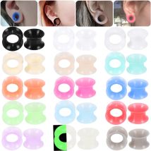 2 Stück Silikon-Ohrstöpsel und Tunnel, Ohrpiercings, Ohrstöpsel, geschraubte Ohrringe, Expander, Ohrmessgeräte, Körperschmuck, Piercings