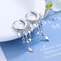 2025 mode Lange 925 Sterling Silber Quasten Ohrringe Für Frauen Kreative Stern Vintage Hoop Ohr Schmuck Mädchen Geburtstag Geschenk