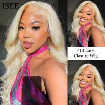 Peruvian Body Wave 613 Lace Closure Wig 150% Density ISEE HAIR Body Wave Honey Blonde 13X4 Lace Front Human Hair Wigs For Women