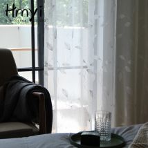 Moderne Bestickt Tüll Vorhänge Für Wohnzimmer Blätter Weiß Sheer Vorhänge Für Schlafzimmer Küche Fenster Vorhänge Stoff Voile