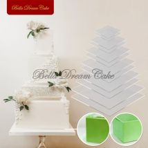 2 teile/satz Platz Klar Acryl Kuchen Bord Hochzeit Kuchen Glättung Scheiben Kuchen Tray Stand Kuchen