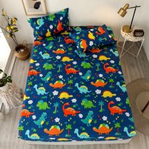 Bonenjoy Bettlaken Cartoon Stil Dinosaurier Gedruckt Bettwäsche und Kissenbezug für Kinder draps de lit Blatt auf Elastische