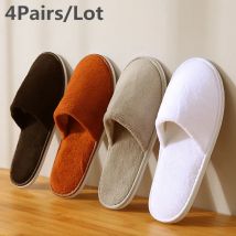 4 par/lote mezcla de colores Coral polar hombres mujeres barato desechable Hotel zapatillas de algodón diapositivas hogar viaje SPA zapatilla hospitalidad
