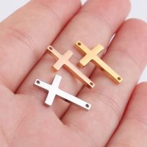 5 teile/los DIY Edelstahl Mode doppel loch kreuz Anhänger Stecker Charme Erkenntnisse Schmuck Zubehör für Hand Machen