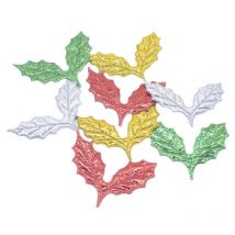 50Pcs Double Sided Laser Cloth Holly Leaves Appliques for DIY Christmas Hat Clothes Patches Decor Scrapbook Craft Decorative