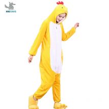 HKSNG Erwachsene Onesie Huhn Kigurumi Pyjamas Tier Küken Lose Langarm Overall Lustige Nette Party Anzug Flanell Warme