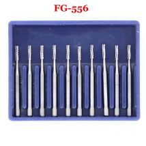 10pcs Dental Fissure Tungsten Steel Carbide Burs for High Speed Handpiece FG 556 FG 557 FG-558
