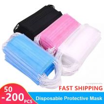 50-200pcs Disposable Mask Earloop Pink Black Mouth Mask 3 Layers Meltblown Non-Woven filter safe Breathable Face Mask Fast Ships