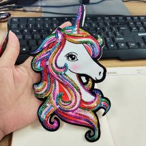 Einhorn-Patch, Pailletten-Patches auf Kleidung, Aufnäher für Kleidung, Aufkleber, Cartoon-Einhorn-Patches, schmelzbarer Patch für Kleidung