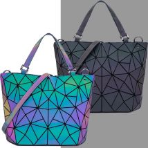 Leuchtende Tasche, Pailletten, geometrische Taschen für Frauen, 2024, gesteppte Umhängetaschen, Laser-einfach, faltbar, weibliche Handtaschen, Bolsa Feminina
