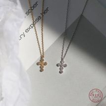 925 Sterling Silber Einfache Pavé Kristall Kreuz Anhänger Halskette Frauen Klassische Temperament Hochzeit Partei Schmuck Freundin Geschenk