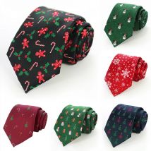 JEMYGINS Novità Cravatte natalizie Papà Fiocco di neve Cravatta Cravatta in tessuto jacquard di seta rosso verde per uomini e bambini Regalo di Natale