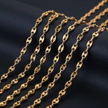 1 Meter Stainless Steel Gold Plated PVD Coffee Bean Chains Necklaces Hip Hop for DIY Bracelets Jewelry Making Supplies Wholesale