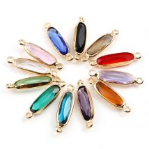 DoreenBeads 5 szt. Owalne szkła złącza miedziane Charms złoty kolor do robienia DIY'ów naszyjnik bransoletki biżuteria 22mm x 6mm